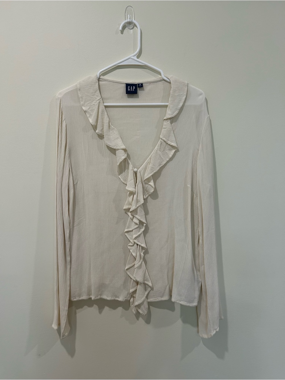 GAP Women's Cream Ruffle V-Neck Blouse